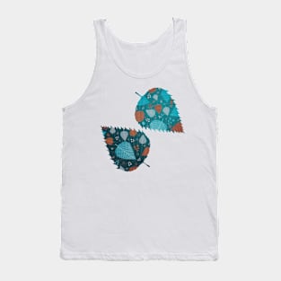 Floral Orange Blue Aspen Tree Leaves Tank Top